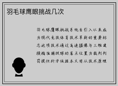 羽毛球鹰眼挑战几次